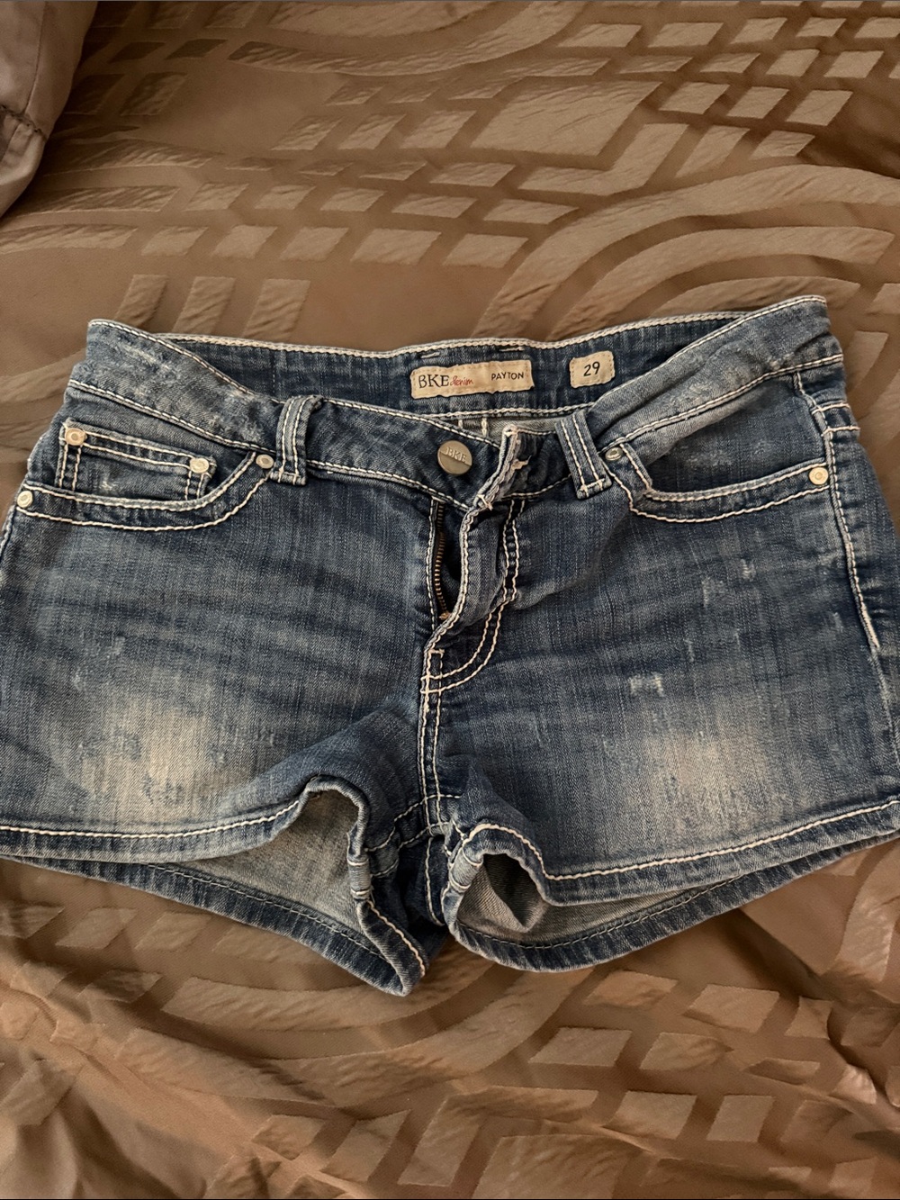 BKE Women's Denim Jean Shorts in Faded Blue Wash